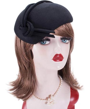Lawliet Black Teardrop Women's Felt Fascinator Tam Beret Casque Cocktail Hat - Buy Online on SooperMarket.com