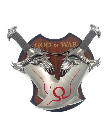 God of War: Kratos Blades of Chaos Metal 1:1 Scale Props Replica. with Display Plaque Silver  17inch