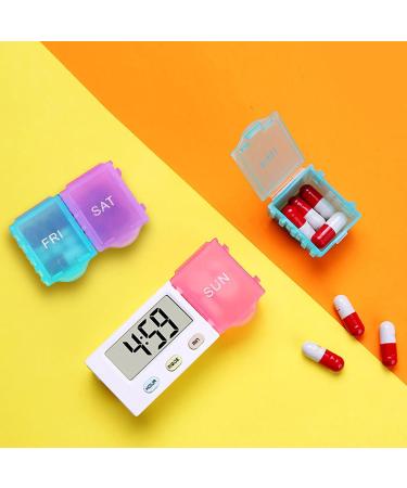 Portable Electronic Vitamin Planner 7 Color Weekly Medicine Dispenser with Detachable Cups for Elderly and Travelers - Buy Online on SooperMarket.com
