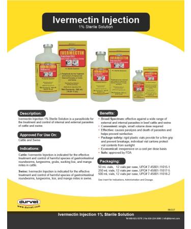 Durvet Ivermectin Injectable 50 mL - Powerful Parasite Control in Livestock | 50ML - Buy Online on SooperMarket.com