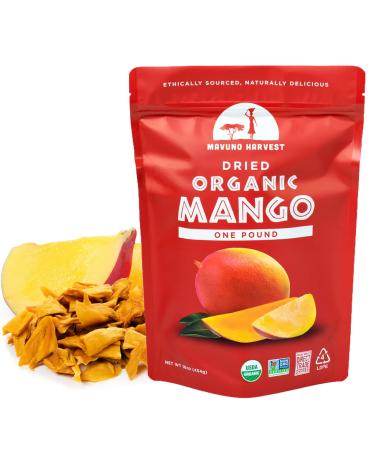 Mavuno Harvest Mango Dried Fruit Snacks | Unsweetened Organic Dried Mango Slices | Gluten Free Healthy Snacks for Kids and Adults | Vegan, Non GMO, Direct Trade | 1 Pound Resalable Bag Mango 1 Pound (Pack of 1)