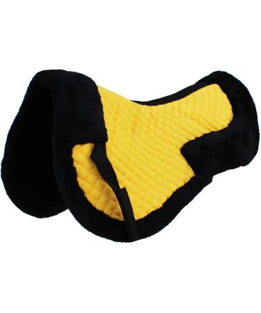 CHALLENGER 23" x 22" Horse English Saddle Contoured Quilted Fleece Lined Half Pad 72130v Yellow
