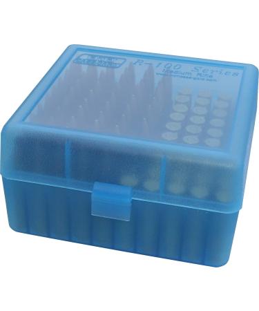 MTM 100 Round Flip-Top Rifle Ammo Box 22-25, 308 W, Blue,3.05-Inch