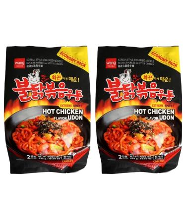 CNMART Wang Hot Chicken Udon Korean Style Stir Fried Noodle 442g (Pack of 2)