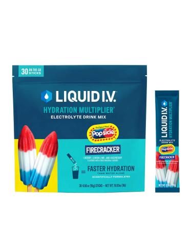 Liquid IV Hydration Multiplier Drink Mix 30 Count - Firecracker Flavor - 30 Total Individual Stick Packets - 480 Grams