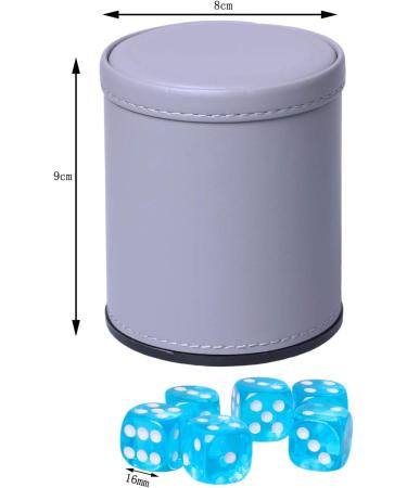 PU Leather Dice Cup Set - Quiet Shaking for Various Games - Includes 6 Regular Dice - Lake Grey - Buy Online on SooperMarket.com