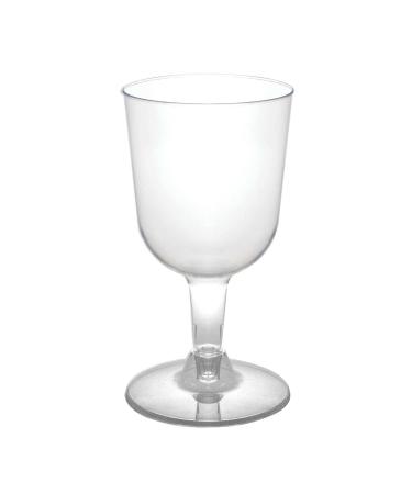 Party Essentials Disposable Hard Plastic Two Pieces Wine Glasses, 40-Count, 5.5-Ounce, Clear 40 Count (Pack of 1) 5.5 oz glass