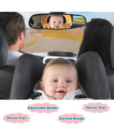 AIPINQI Baby Car Mirror | Rear and Forward Facing Easy View Cartoon Mirror for Infant and Newborn | 100% Shatterproof Safety | Bear Design - Buy Online on SooperMarket.com