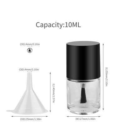 6PCS 10ML Empty Nail Polish Glass Bottles with Brush Cap, Funnel & Mixing Balls - Buy Online on SooperMarket.com