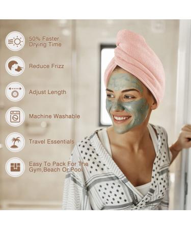 HOMEXCEL 3-Pack Microfiber Hair Towel Turbans for Women - Super Absorbent Hair Drying Wrap - Anti Frizz - 10x26 Inch (Pink-Blue-Grey) - Buy Online on SooperMarket.com