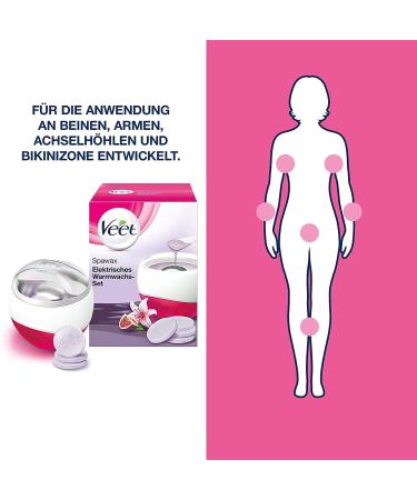 Veet Spawax Electric Warm Wax Set - 1 Device & 12 Wax Discs for Smooth Skin | International Shipping - Buy Online on SooperMarket.com