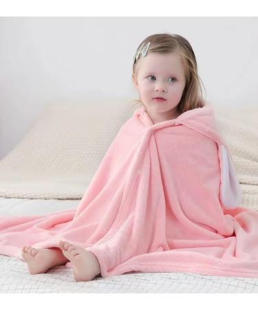 Gneliwm Baby Hooded Bath Towel Swaddle Wrap Blanket - Ultra Soft Absorbent Coral Velvet Poncho for Newborn, Infant, Toddler - Pink Rabbit - Buy Online on SooperMarket.com
