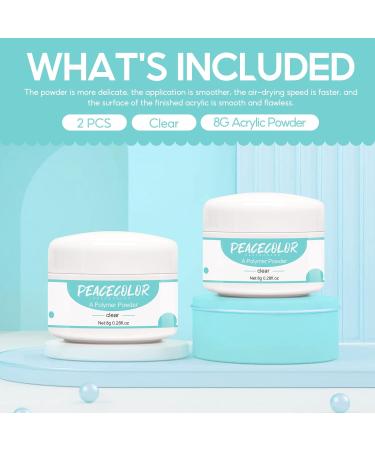 PEACECOLOR 2 x 8g Clear Acrylic Powder for Nail Extension 3D Carving French Nails Acrylic Nails Supplies AC-23 - Buy Online on SooperMarket.com