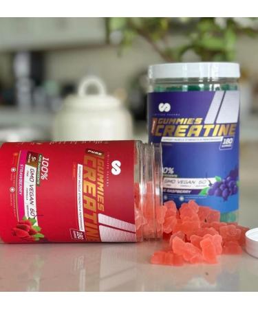 Limitless Pharma Pure Creatine Gummies | 5g Creatine Monohydrate | Increases Muscle Strength Endurance & Performance | Low Sugar GMO Free Vegan | 60 Servings 180 Gummies (Blue Raspberry) - Buy Online on SooperMarket.com