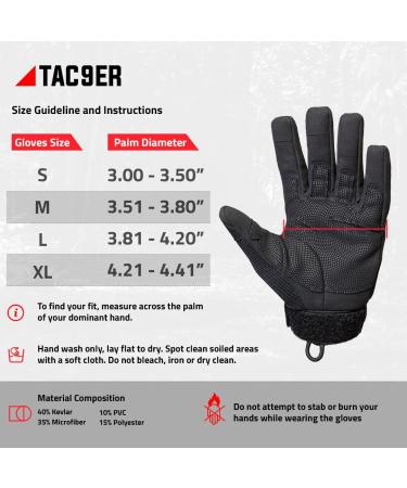 TAC9ER Kevlar Lined Tactical Gloves - Full Hand Protection Black Tactical Gloves  Cut and Temperature Resistant  Motorcycle Gloves  Touchscreen Friendly  Paintball and Airsoft Gloves for Men and Women Medium - Buy Online on SooperMarket.com