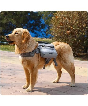 NP Dog Saddle Bags Dog Harness Backpack with Reflective Tape Waterproof Adjustable Wiring Harness Vest for Medium Large Dogs for Hiking Travel Camping (Grey) - Buy Online on SooperMarket.com