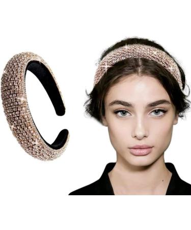 Crystal Diamond Headband for Women Fashionable Handmade Wide Hair Hoops Beaded Bling HairBand Hair Accessories Pearl headdress - Buy Online on SooperMarket.com