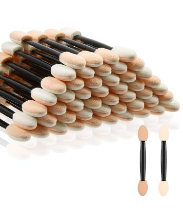 Eyeshadow Applicators, MORGLES 50pcs Eyeshadow Applicator Double Sided Eye Makeup Applicators Short Sponge Eyeshadow Applicator for Women Girls (Black)