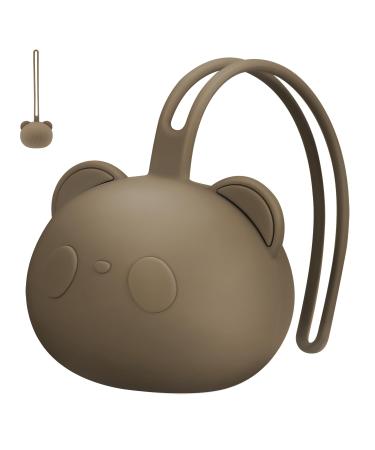 Airfish silicone pacifier box BPA-free baby bear pacifier bag silicone shell for baby travel slices pacifier storage box pacifier holder for girls young brown