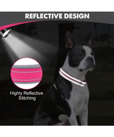 Joytale Softly Padded Neoprene Dog Collar for Medium Dogs - Reflective Wide Nylon Collar in Bright Pink (1 Pack) - International Shipping Available - Buy Online on SooperMarket.com