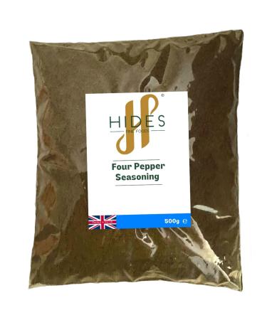 Hides Fine Foods - Four Pepper Seasoning 500g - GMO Free - Suitable for Vegetarians - Black Pepper- White Pepper - Green Pepper - Pink Pepper - Seasoning Mix