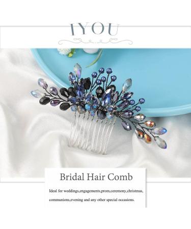 IYOU Crystal Bridal Hair Comb Black Rhinestone Wedding Side Combs Prom Bride Hair Accessories for Women - Buy Online on SooperMarket.com