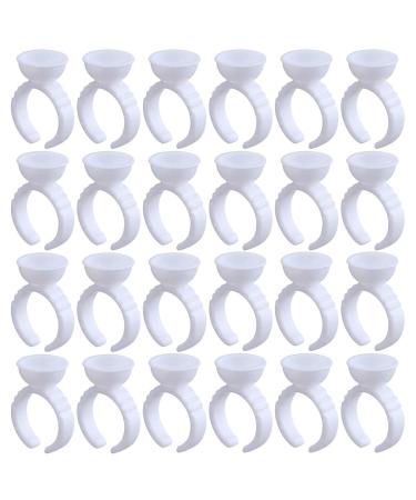 Akstore 200PCS Disposable Makeup Glue Rings Plastic Nail Art Tattoo Glue Rings Holder Eyelash Extension Rings Adhesive Pigment Holders Finger Hand Beauty Tools (Not Separated)