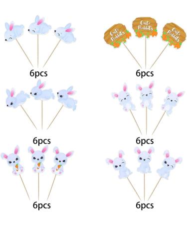 Easter Bunny Cake Decoration Set - 36 Rabbit Cupcake Picks & Kids Birthday Party Decor - Buy Online on SooperMarket.com