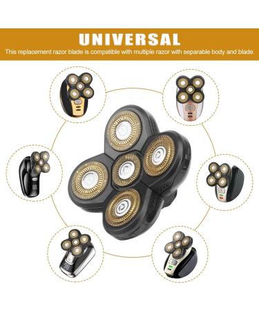 Replacement Shaver Blade Heads - 5 Heads Electric Razor for Beard & Face - Easy Install (Black+Gold) - Buy Online on SooperMarket.com