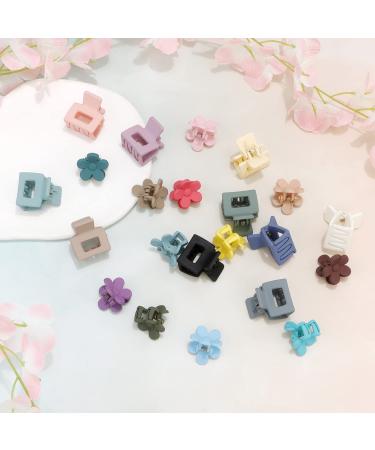 SuPoo 22pcs Mini Claw Clips Set - Flower & Square Hair Clips for Girls - Small Claw Clips for Thin & Thick Hair - Morandi Colors - Buy Online on SooperMarket.com