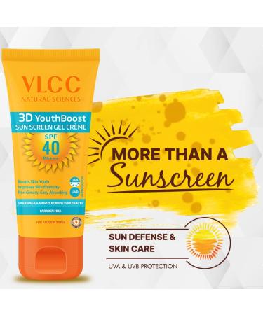 VLCC 3D Youth Boost SPF40 Sun Screen Gel Creme (100gm) - UV Protection for Youthful Skin - Buy Online on SooperMarket.com