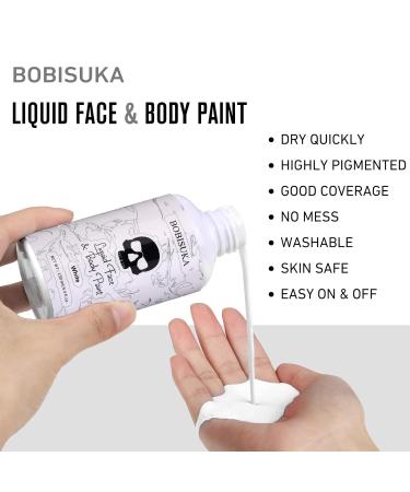 BOBISUKA White Face Body Paint - Washable Non-Toxic Makeup for Halloween Clown Skeleton Cosplay - Fast Drying Large 130ml Capacity - Buy Online on SooperMarket.com