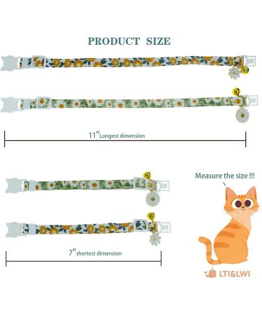 Faygarsle Cotton Breakaway Cat Collar with Bell Daisy Charm - Green & Orange - Buy Online on SooperMarket.com