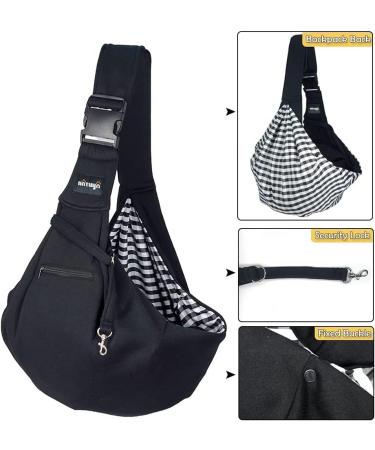 Natuya Small Dog & Cat Sling Carrier Bag - Adjustable Strap, Hands-Free Design with Safety Belt & Front Zipper Pocket - Perfect for Outdoor Travel - Black Cotton Style - Buy Online on SooperMarket.com