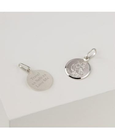 Personalised Sterling Silver St Christopher Pendant - Engraved Message - 925 Silver 12mm - Buy Online on SooperMarket.com
