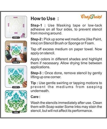 CrafTreat Damask Stencils Set - 2 Pcs - 6x6 Inches Each - Reusable Stencils for Painting on Various Surfaces - DIY Art and Craft Stencils - Buy Online on SooperMarket.com