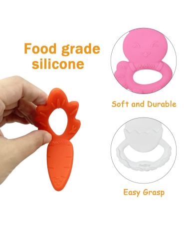 Anditoy Silicone 4 Pack Easter Teething Toys for 3-12 Months Baby Toddlers - My First Easter Teether - Easter Basket Stuffers Gifts - Buy Online on SooperMarket.com