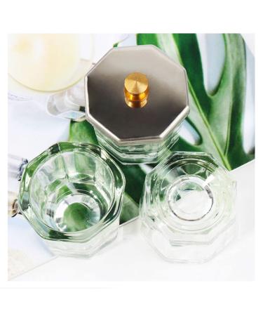 Nail Art Bowl Set - Crystal Glass with Stainless Steel Lid | 2pcs Nail Art Liquid Container & Tools for Perfect Nails - Buy Online on SooperMarket.com