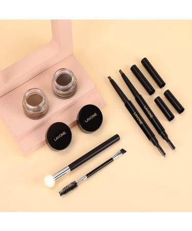 Eyebrow Stamp Stencil Kit with Waterproof Pencil, Pomade, 20 Stencils, and Dual-ended Brush - Soft Brown - Buy Online on SooperMarket.com