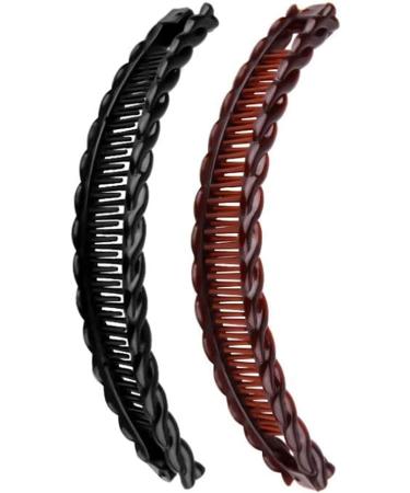 Rocita Long Banana Hair Clips - Black & Brown Dual Pack (15cm) - Buy Online on SooperMarket.com