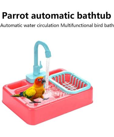 Yoruii Parrot Bath Tub with Faucet | Bird Shower Bath Feeder in Blue | Multifunctional Bird Supplies - Buy Online on SooperMarket.com