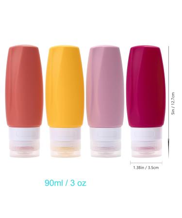 90ml Silicone Travel Bottles Set - BPA-Free Leak-Proof Portable Containers for Toiletries Lotion Shampoo & Conditioner - 4 Pack (Rose Red) - Buy Online on SooperMarket.com