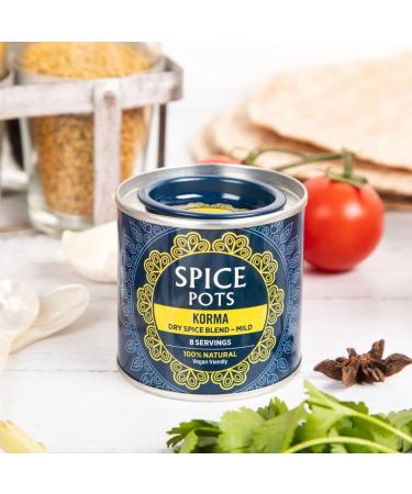 Spice Pots Korma Powder - 100% Natural Ingredients - Gluten Free & Vegan - Mild Heat - 40g Pot - 8 Servings - Buy Online on SooperMarket.com