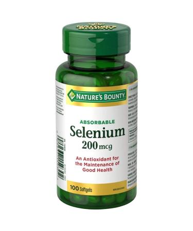 Nature's Bounty Selenium 200mcg Pills Supplement An Antioxidant for the Maintenance of Good Health Multi-colored 100 Softgels