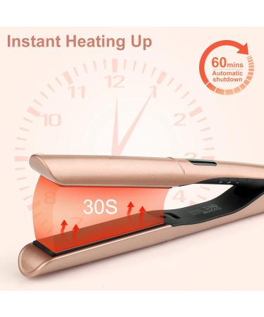2 in 1 Hair Straightener and Curler with Adjustable Temperature Rose Gold Flat Iron for Styling Long, Short, and Thick Hair - Buy Online on SooperMarket.com