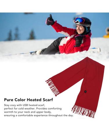 Electric Heated Scarf - 3 Temperature USB Winter Scarf with Tassels & Zipper - Red - Buy Online on SooperMarket.com