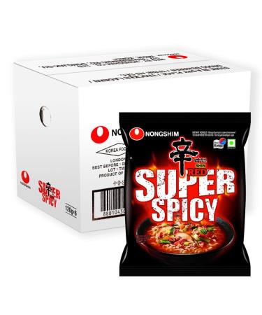 Nongshim SHIN RED Ramyun Super Spicy Ramen Noodles 120g (Pack of 6)