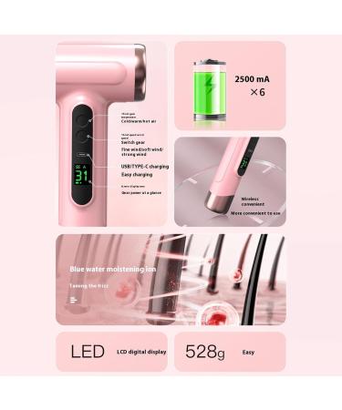 Hair Dryer with Diffuser Powerful Ionic Blow Dryer with 20W Plug for Fast Drying Travel Hair Blow Dryer Portable Rechargeable USB Cordless Hair Dryer for Home Dormitory (US) US Pinks - Buy Online on SooperMarket.com