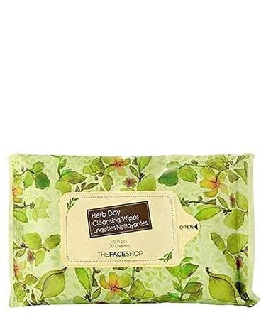 The Face Shop Herb Day 365 Cleansing Wipes | Practical Cleansing Wipes for Makeup Residues & Impurities Removal | Eye Make Up Remover | Enriched with 9 Herbs for Moisturizing & Low-Irritant  20 Ct.