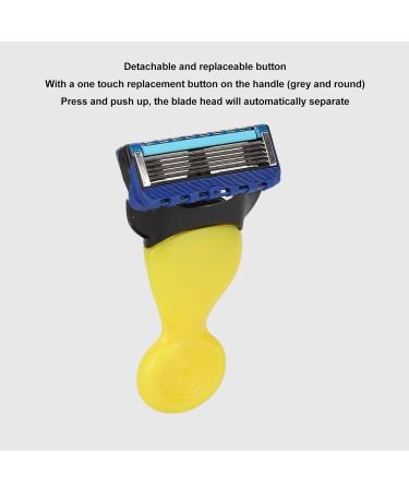 Manual Rotating Blade Razor for Men - Corded Hair Removal Tool with Removable Head | Beard Care Set (Yellow) - Buy Online on SooperMarket.com